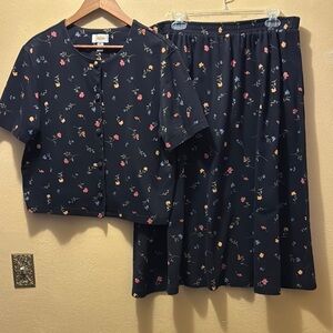 Talbots Black Midi A-line Skirt Set Casual